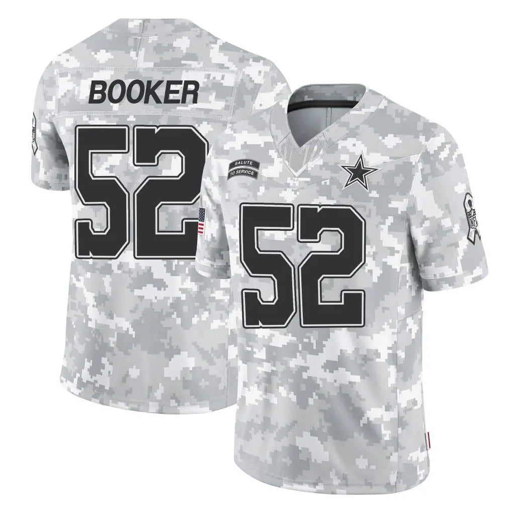 Yuxns D.Cowboys #52 Tyler Booker Player Arctic Camo Salute to Service Limited Home Game Stitched Jerseys