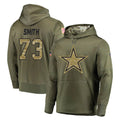 Yuxns D.Cowboys #73 Tyler Smith Player Olive Salute to Service Pullover Hoodies Home Game Stitched Jerseys