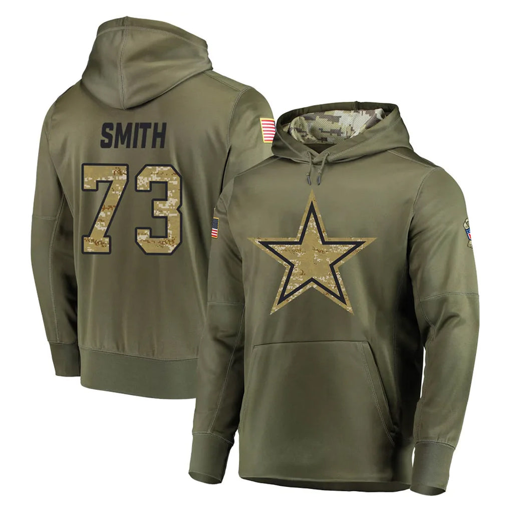 Yuxns D.Cowboys #73 Tyler Smith Player Olive Salute to Service Pullover Hoodies Home Game Stitched Jerseys