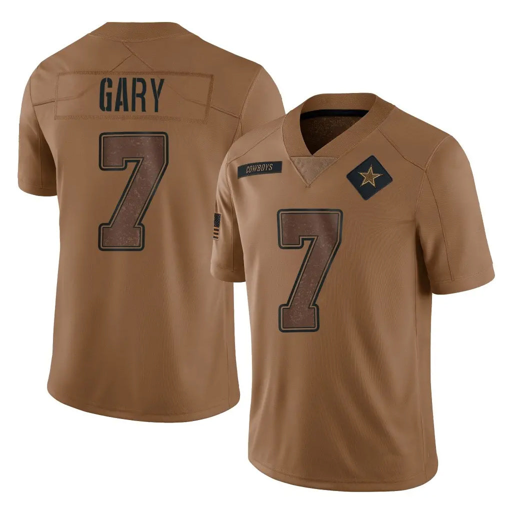 Yuxns D.Cowboys #7 Rashan Gary Player Brown Salute to Service Limited Home Game Stitched Jerseys