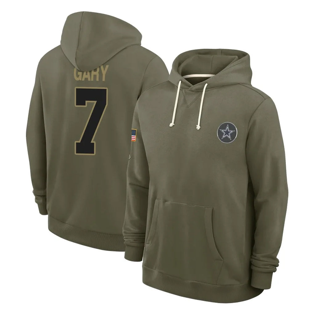 Yuxns D.Cowboys #7 Rashan Gary Player Olive Salute to Service Pullover Hoodies Limited Stitched Jerseys
