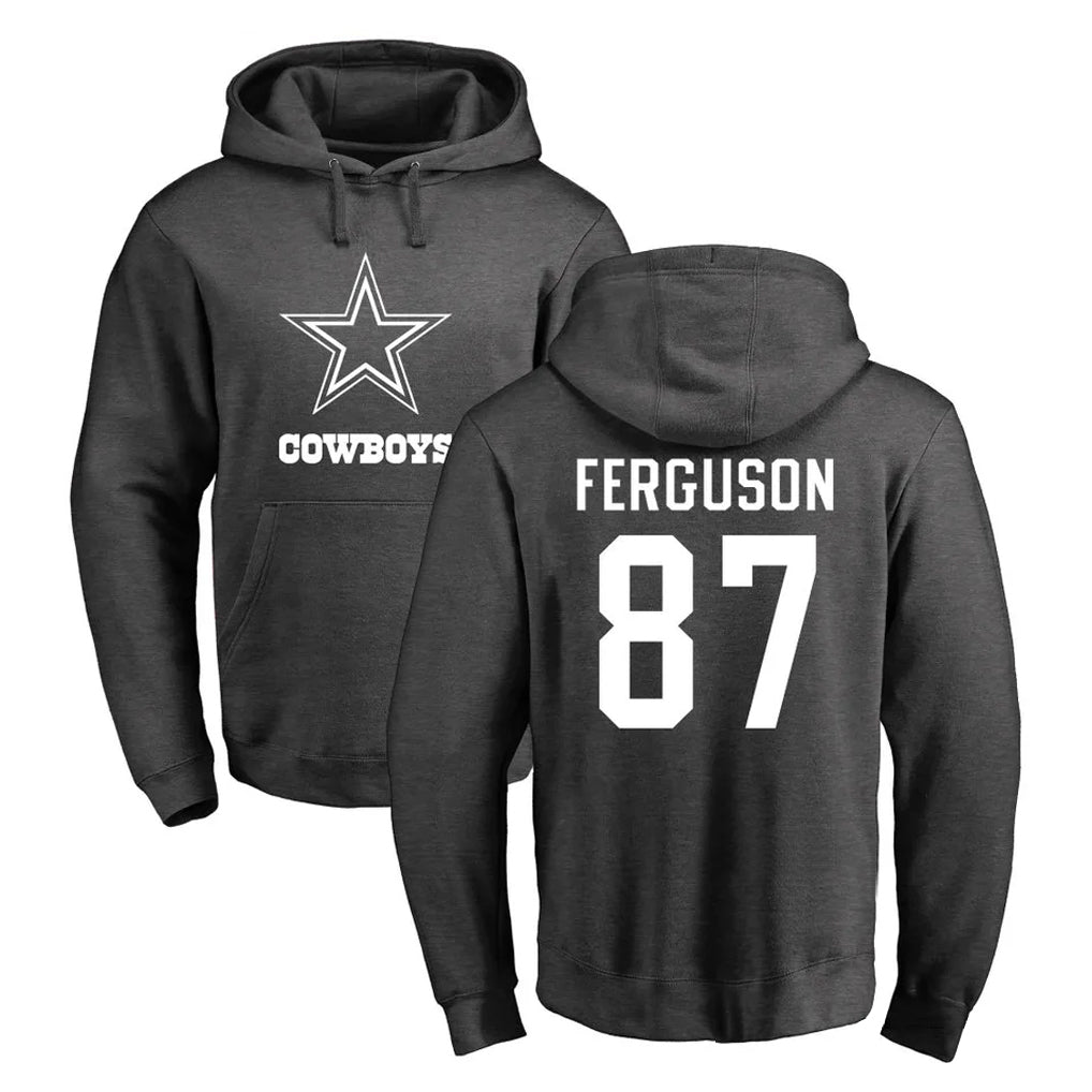 Yuxns D.Cowboys #87 Jake Ferguson Player Ash One Color Pullover Hoodie Limited Stitched Jerseys