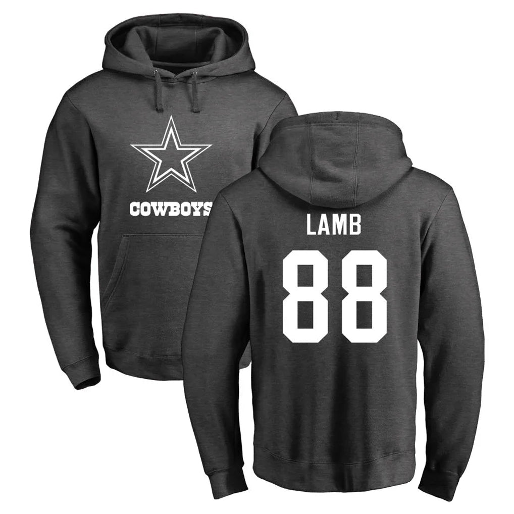 Yuxns D.Cowboys #88 CeeDee Lamb Player Ash One Color Pullover Hoodie Limited Stitched Jerseys