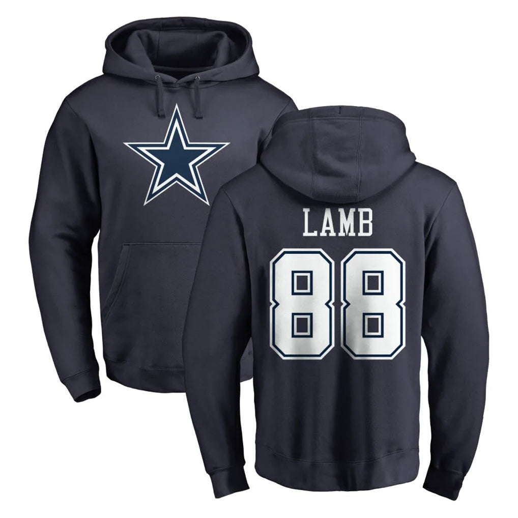 Yuxns D.Cowboys #88 CeeDee Lamb Player Navy Pullover Hoodies Limited Stitched Jerseys