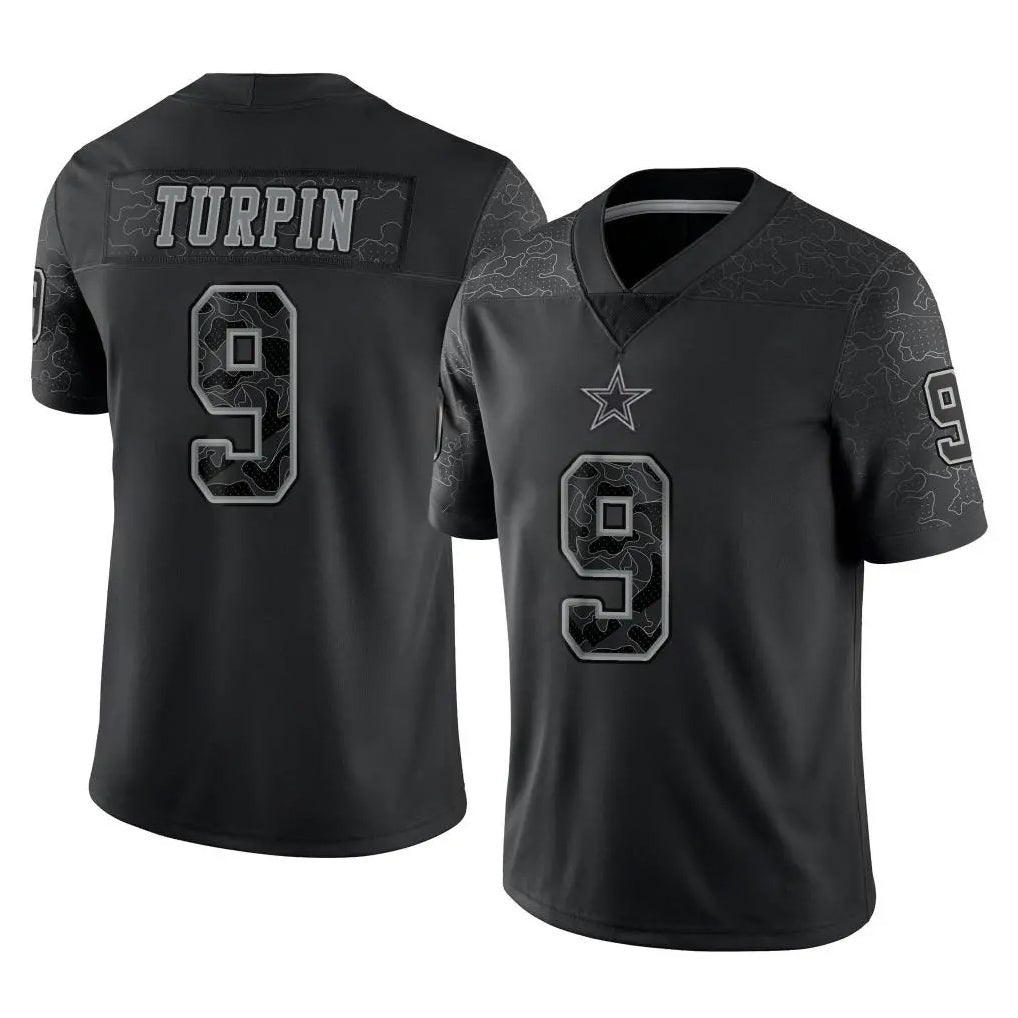Yuxns D.Cowboys #9 KaVontae Turpin Player Black Limited Reflective Home Game Stitched Jerseys