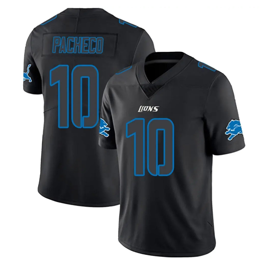 Yuxns D.Lions #10 Isiah Pacheco Player Black Impact Limited Home Game Stitched Jerseys