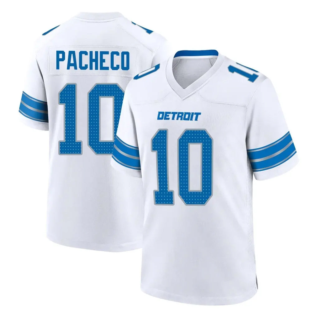 Yuxns D.Lions #10 Isiah Pacheco Player White Alternate Home Game Stitched Jerseys
