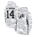 Yuxns D.Lions #14 Amon-Ra St. Brown Player Arctic Camo Salute to Service Hoodies Limited Game Stitched Jerseys