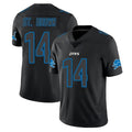 Yuxns D.Lions #14 Amon-Ra St. Brown Player Black Impact Limited Home Game Stitched Jerseys