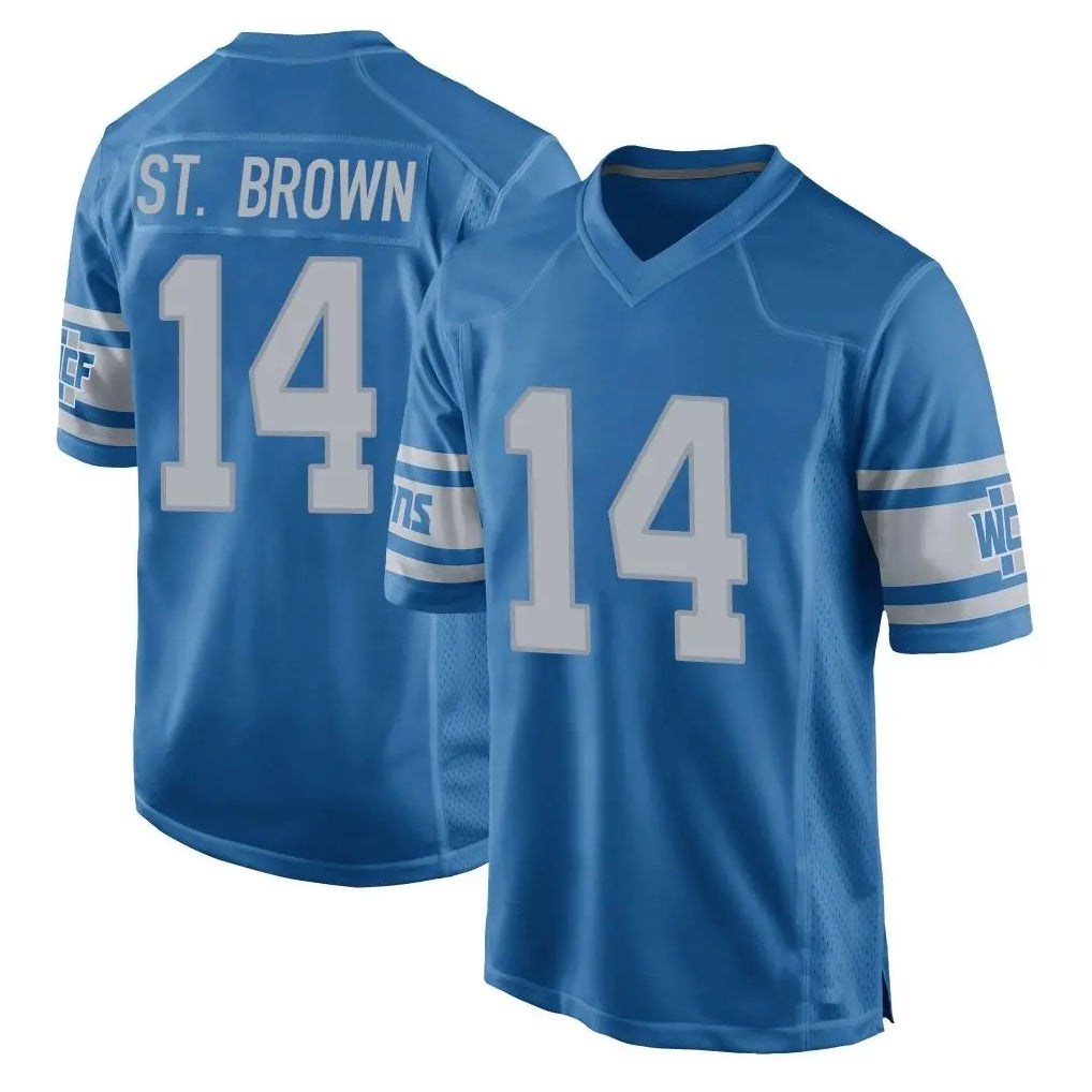 Yuxns D.Lions #14 Amon-Ra St. Brown Player Blue Vapor Untouchable Throwback Game Stitched Jerseys