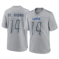 Yuxns D.Lions #14 Amon-Ra St. Brown Player Gray Atmosphere Fashion Home Game Stitched Jerseys