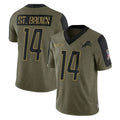 Yuxns D.Lions #14 Amon-Ra St. Brown Player Olive Salute To Service Limited Game Stitched Jerseys