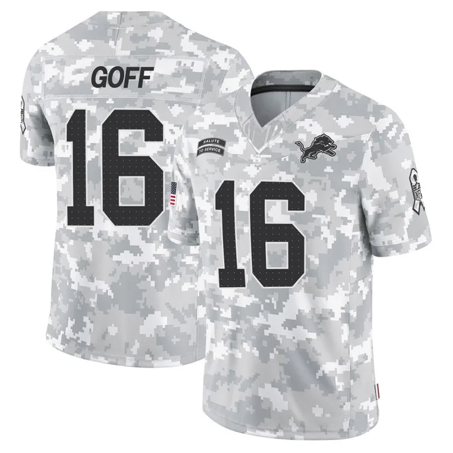 Yuxns D.Lions #16 Jared Goff Player Arctic Camo Salute to Service Limited Stitched Jerseys