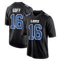 Yuxns D.Lions #16 Jared Goff Player Black Fashion Home Game Stitched Jerseys