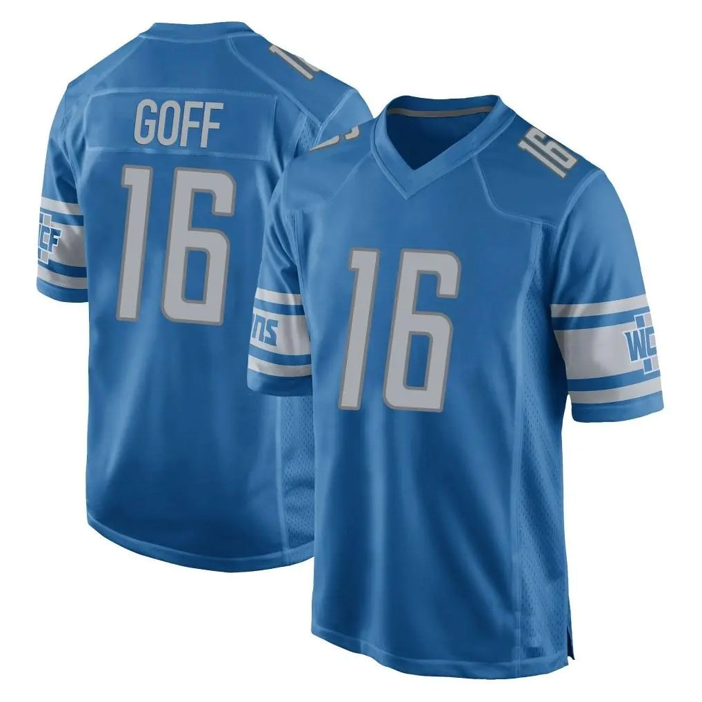 Yuxns D.Lions #16 Jared Goff Player Blue Home Game Stitched Jerseys