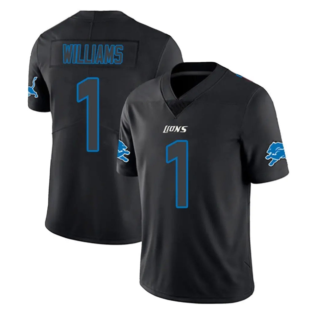 Yuxns D.Lions #1 Jameson Williams Player Black Impact Limited Home Game Stitched Jerseys