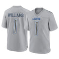 Yuxns D.Lions #1 Jameson Williams Player Gray Atmosphere Fashion Home Game Stitched Jerseys