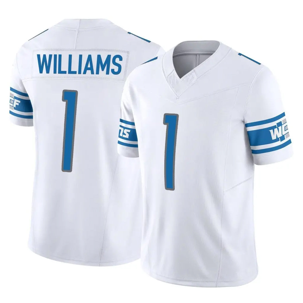 Yuxns D.Lions #1 Jameson Williams Player White Vapor F.U.S.E. Limited Home Game Stitched Jerseys