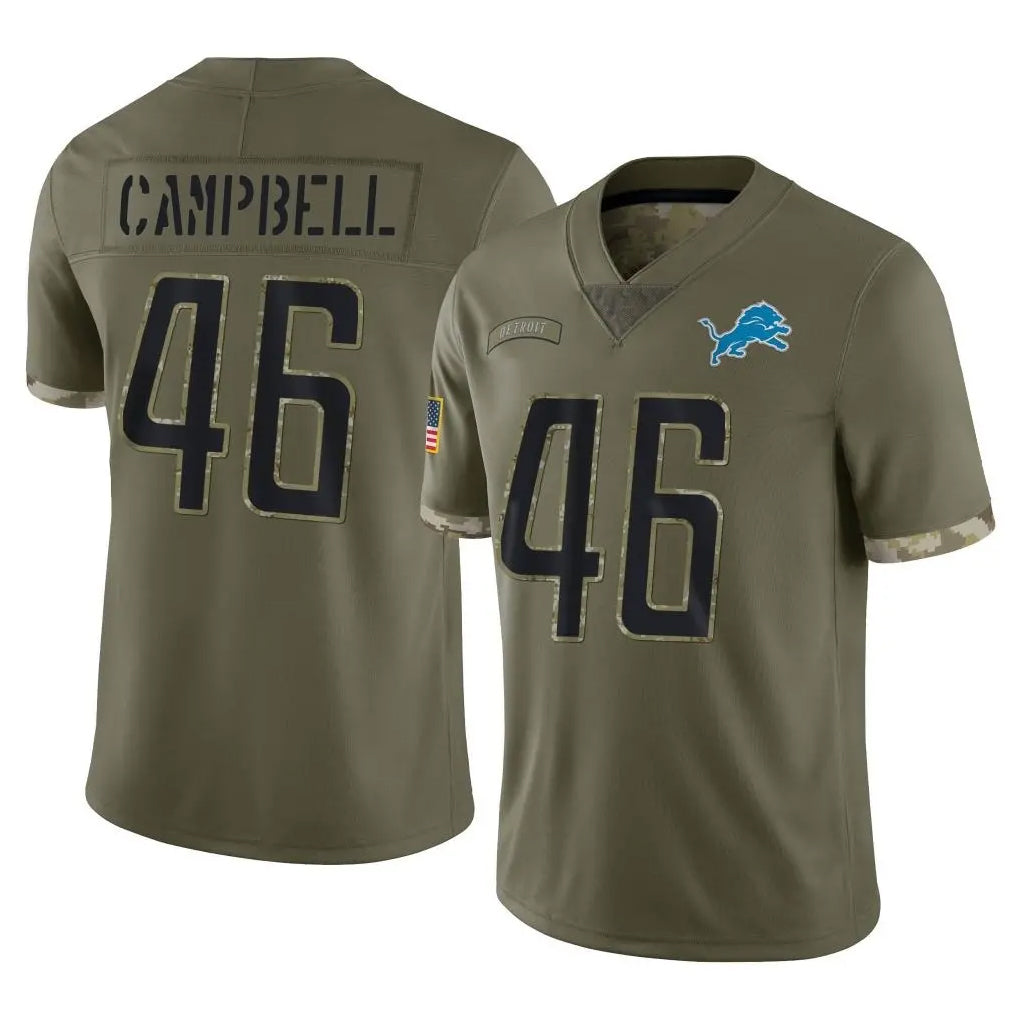 Yuxns D.Lions #46 Jack Campbell Player Olive Salute To Service Limited Stitched Jerseys