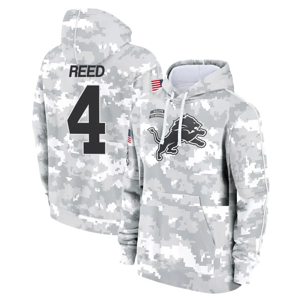 Yuxns D.Lions #4 D.J. Reed Player Arctic Camo Salute to Service Hoodies Limited Game Stitched Jerseys