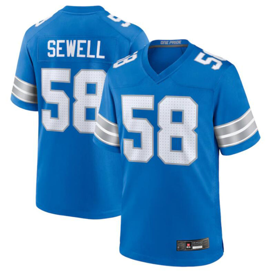 Yuxns D.Lions #58 Penei Sewell Blue Game Jersey American Stitched  Jerseys