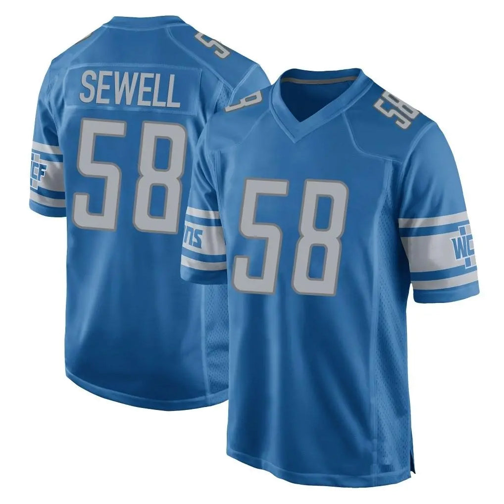 Yuxns D.Lions #58 Penei Sewell Player Blue Home Game Stitched Jerseys