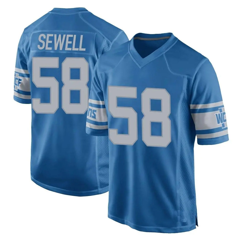 Yuxns D.Lions #58 Penei Sewell Player Blue Vapor Untouchable Throwback Game Stitched Jerseys