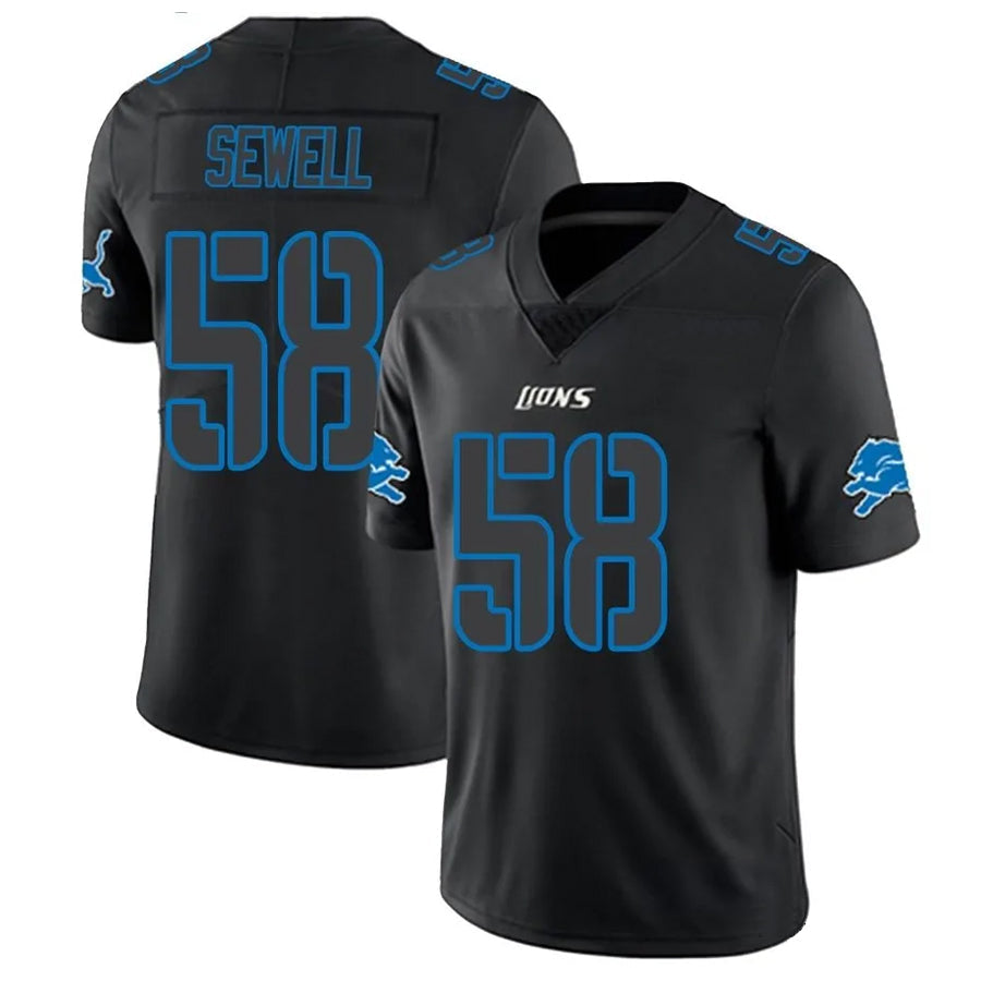 Yuxns D.Lions #58 Penei Sewell Player Limited Black Impact Stitched Jerseys