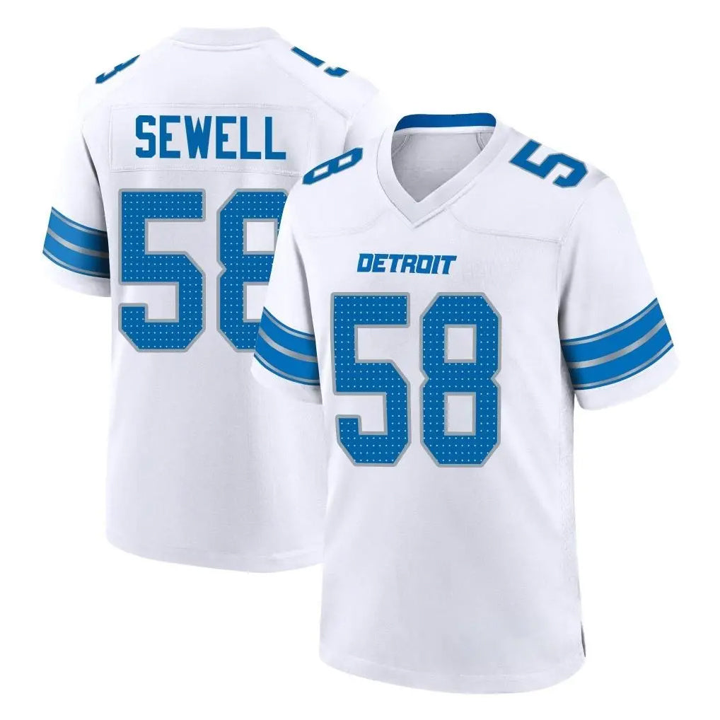 Yuxns D.Lions #58 Penei Sewell Player White Alternate Home Game Stitched Jerseys