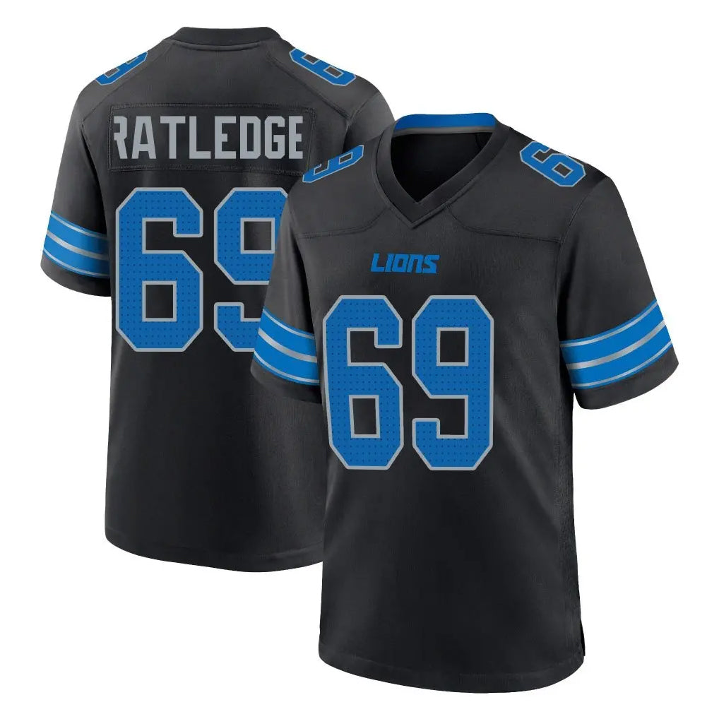 Yuxns D.Lions #69 Tate Ratledge Player Black Alternate Home Game Stitched Jerseys