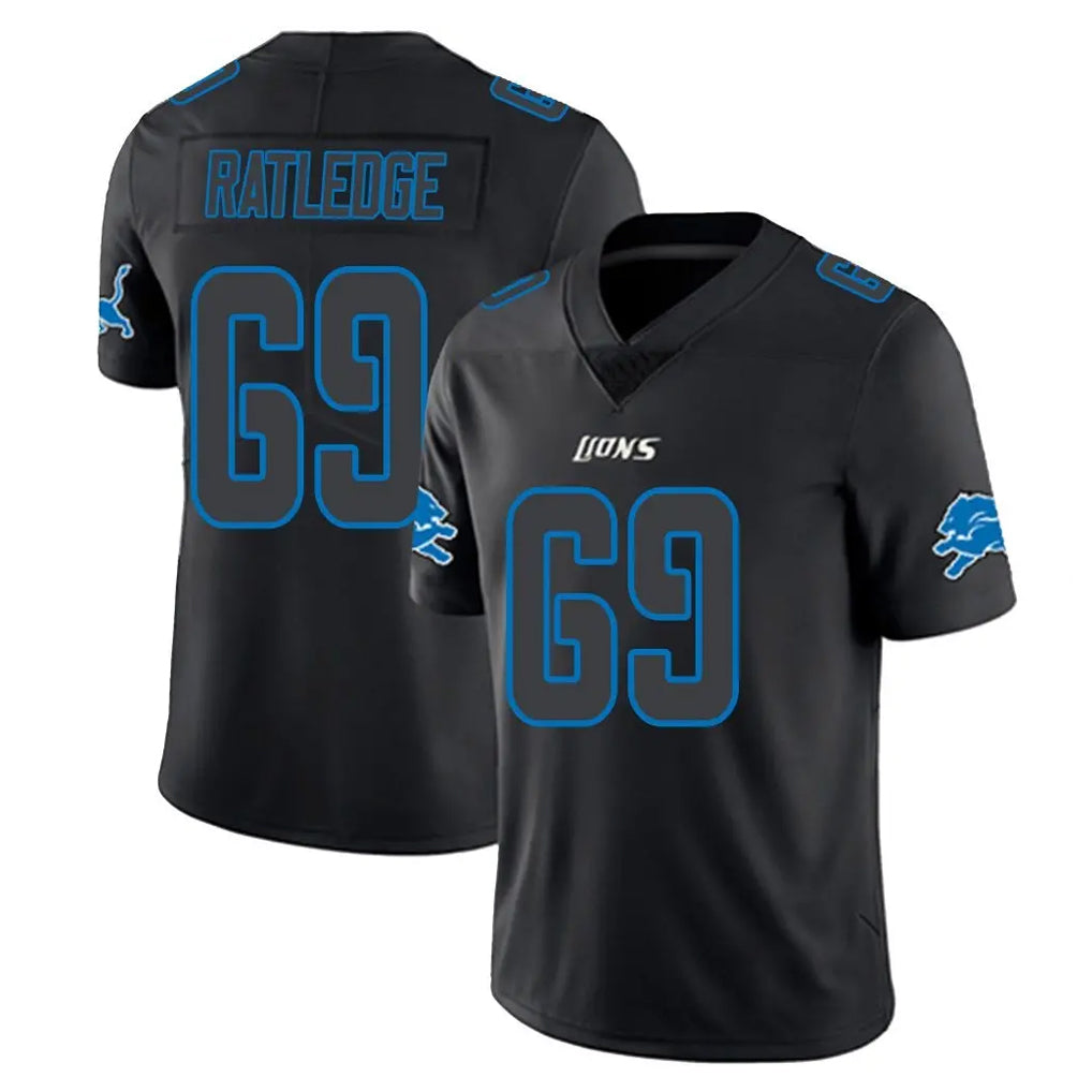 Yuxns D.Lions #69 Tate Ratledge Player Black Impact Limited Home Game Stitched Jerseys