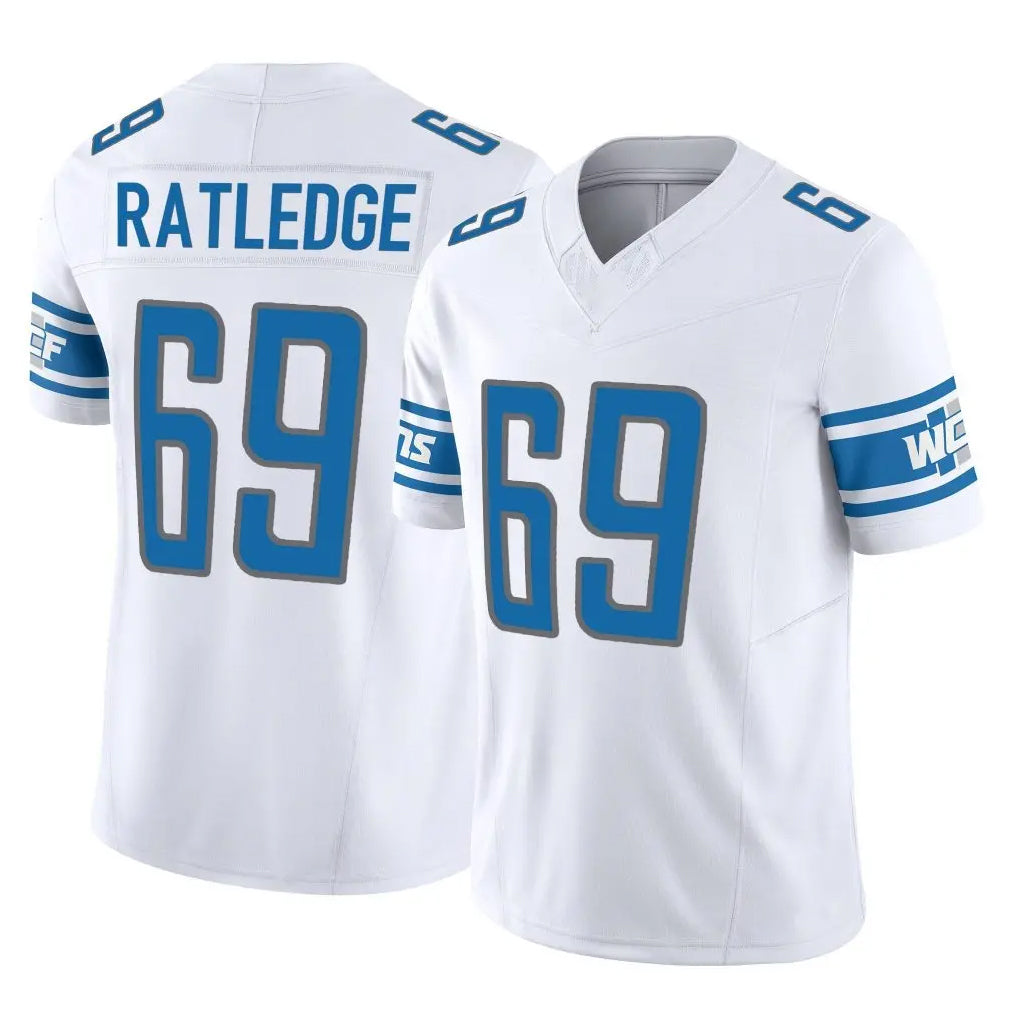 Yuxns D.Lions #69 Tate Ratledge Player White Vapor F.U.S.E. Limited Home Game Stitched Jerseys