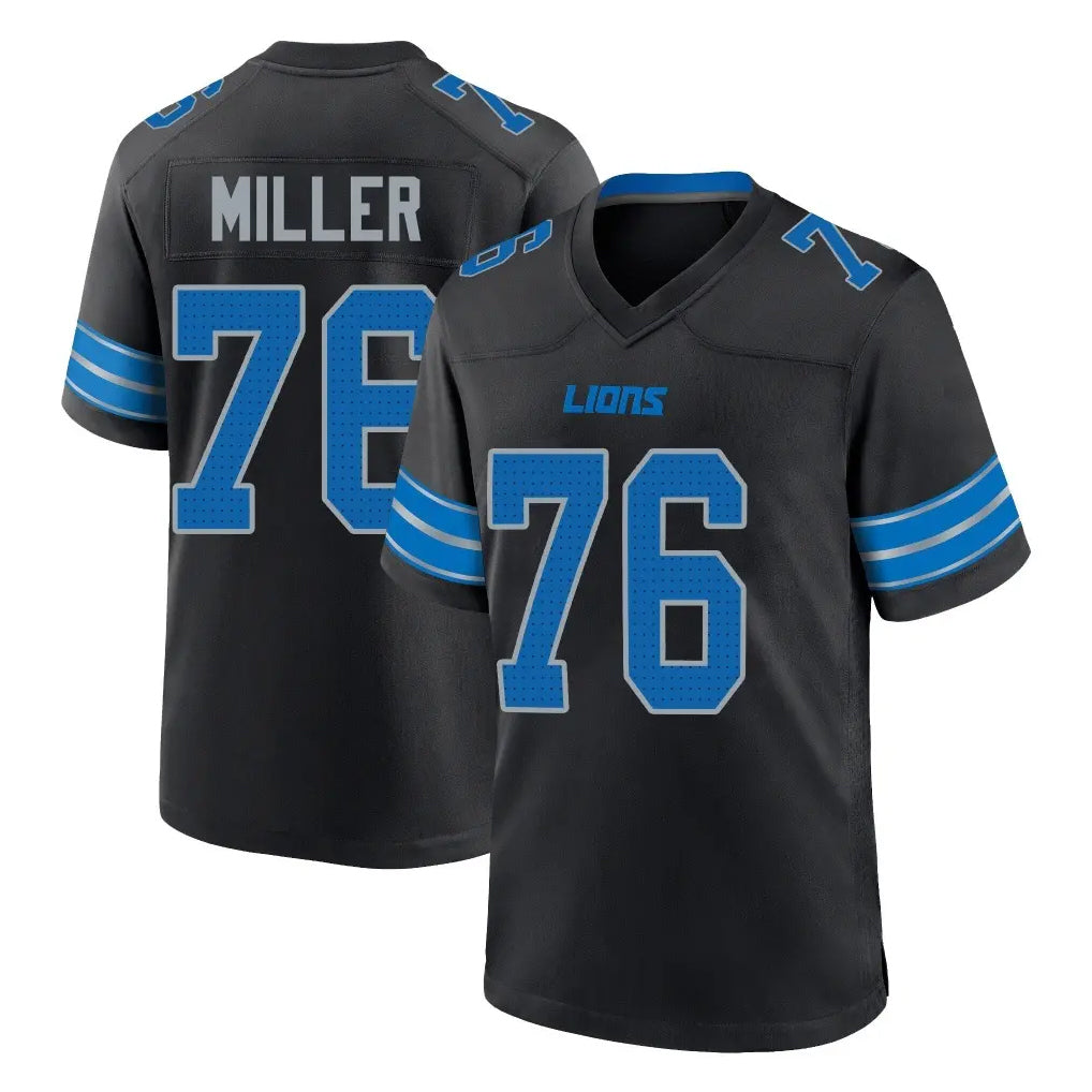Yuxns D.Lions #76 Blake Miller Player Black Alternate Home Game Stitched Jerseys