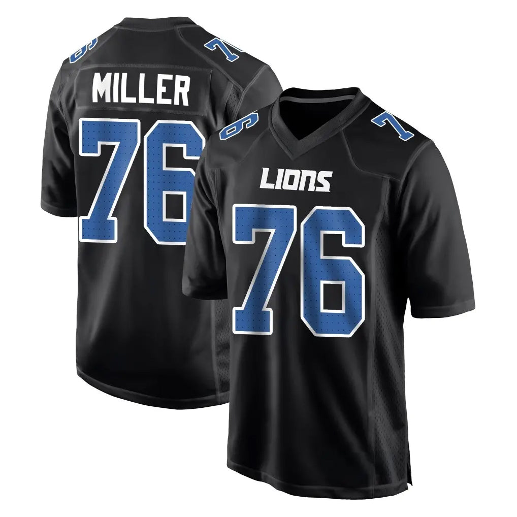 Yuxns D.Lions #76 Blake Miller Player Black Fashion Home Game Stitched Jerseys