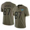 Yuxns D.Lions #87 Sam LaPorta Player Olive Salute To Service Limited Stitched Jerseys