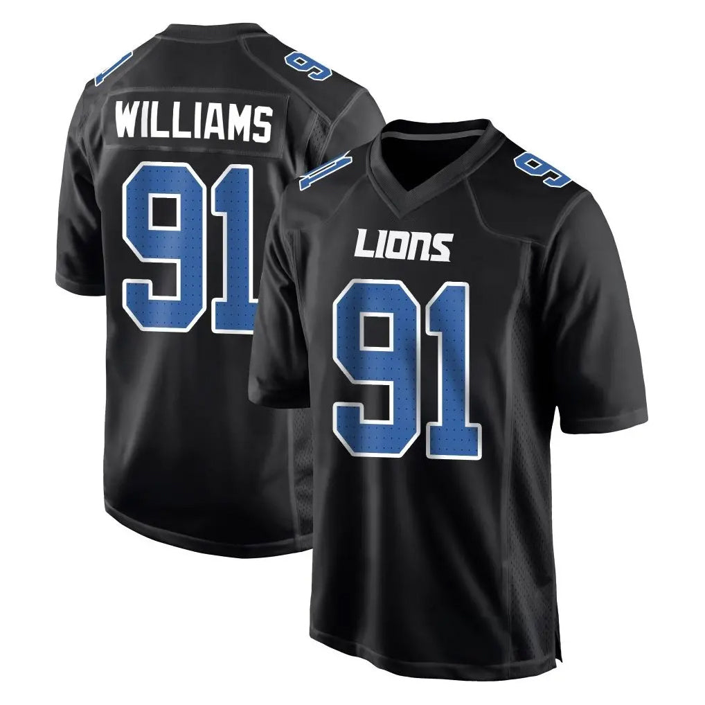 Yuxns D.Lions #91 Tyleik Williams Player Black Fashion Home Game Stitched Jerseys