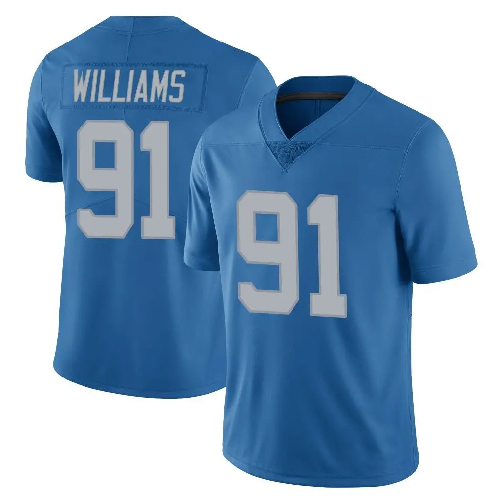 Yuxns D.Lions #91 Tyleik Williams Player Blue Limited Throwback Vapor Untouchable Stitched Jerseys