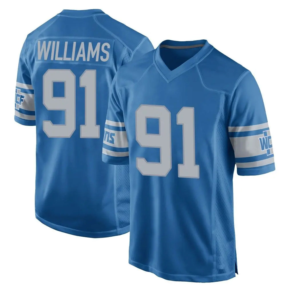 Yuxns D.Lions #91 Tyleik Williams Player Blue Vapor Untouchable Throwback Game Stitched Jerseys