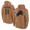 Yuxns D.Lions #91 Tyleik Williams Player Brown Salute to Service Hoodies Limited Game Stitched Jerseys