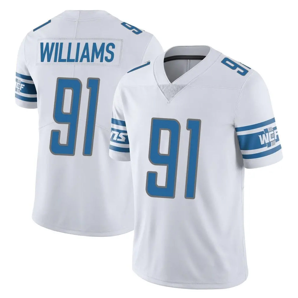 Yuxns D.Lions #91 Tyleik Williams Player White Limited Vapor Untouchable Home Game Stitched Jerseys