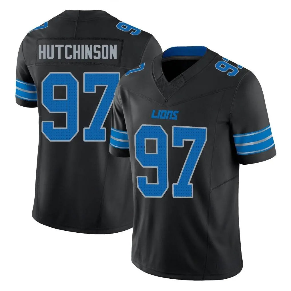 Yuxns D.Lions #97 Aidan Hutchinson Player Black Alternate Vapor F.U.S.E. Limited Home Game Stitched Jerseys