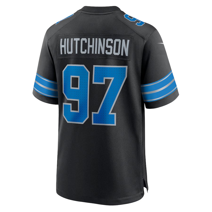 Yuxns D.Lions #97 Aidan Hutchinson Player Black Home Game Stitched Jerseys