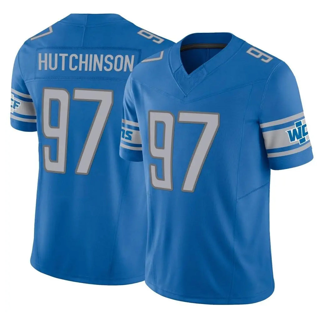 Yuxns D.Lions #97 Aidan Hutchinson Player Blue Vapor F.U.S.E. Limited Home Game Stitched Jerseys