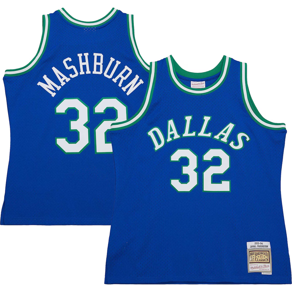 Yuxns D.Mavericks #32 Jamal Mashburn Mitchell & Ness Blue 199394 Hardwood Classics Swingman Stitched Jerseys