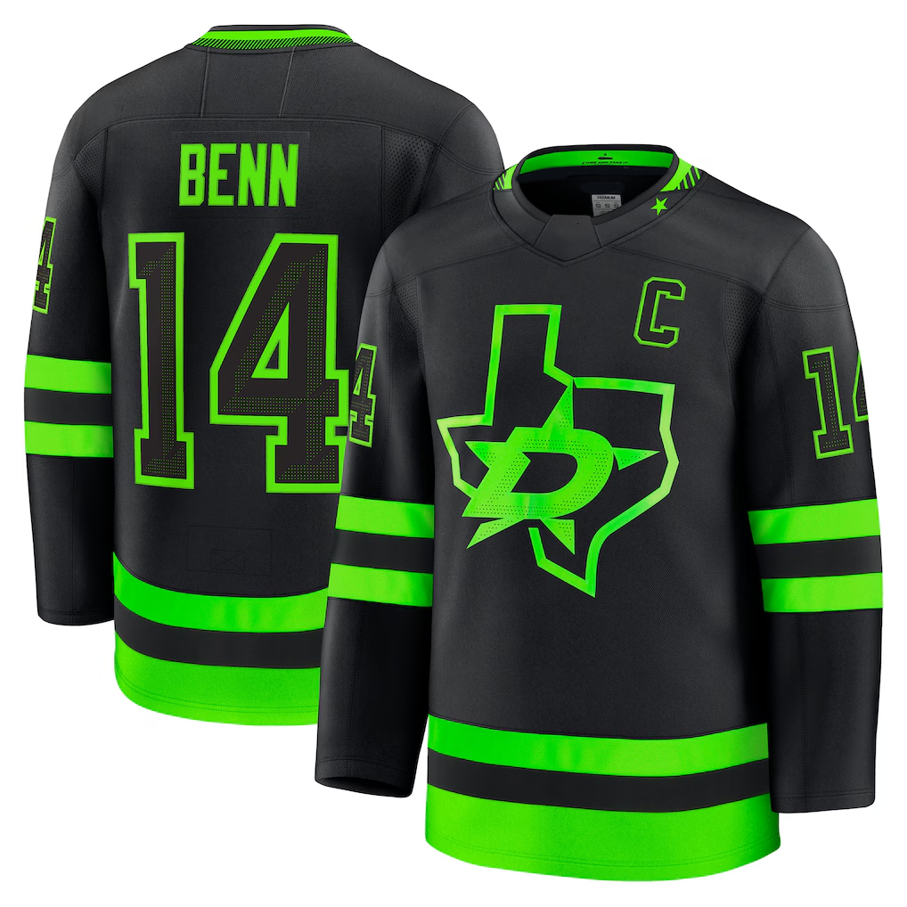 Yuxns D.Stars #14 Jamie Benn Black Alternate Premium Jerseys