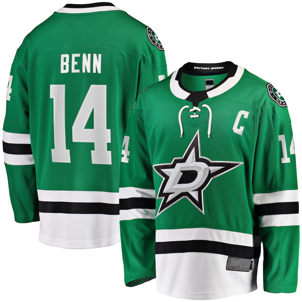 Yuxns D.Stars #14 Jamie Benn Kelly Green Home Premium Jerseys