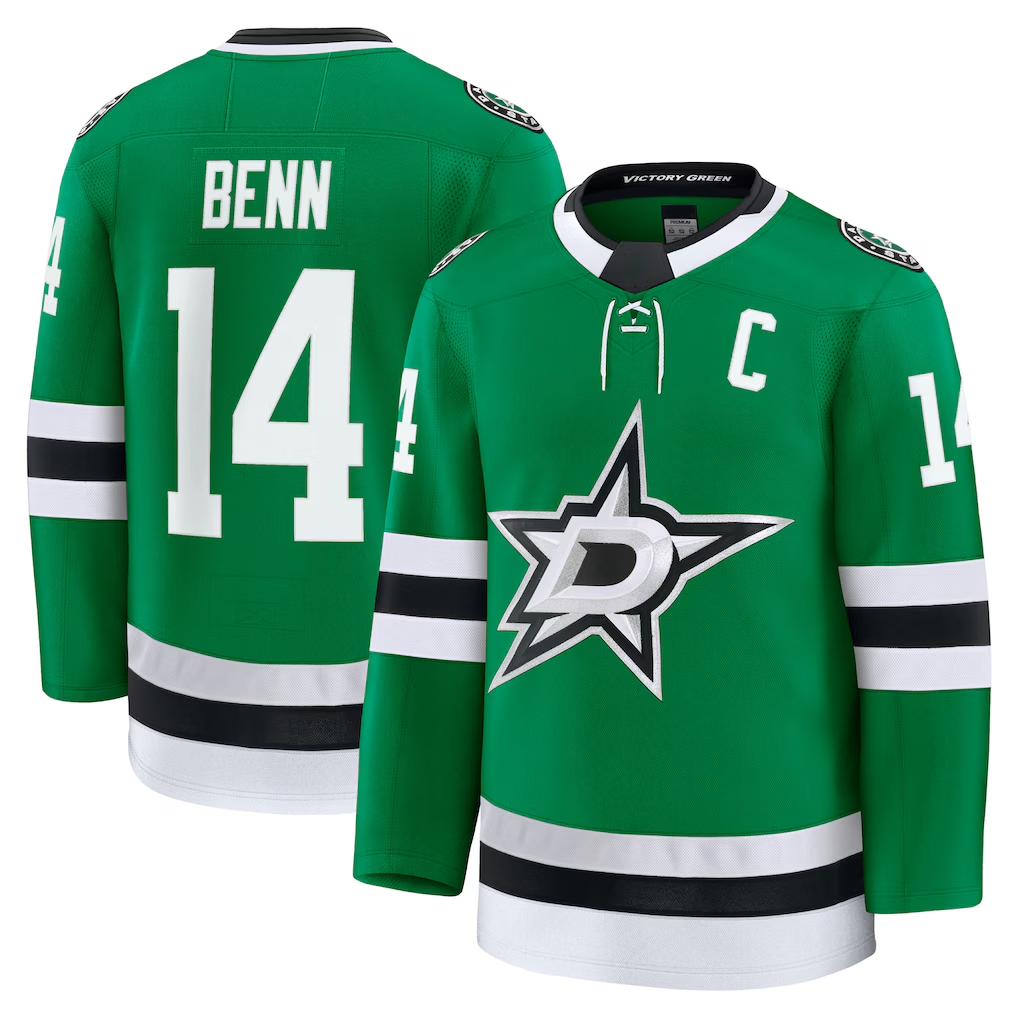 Yuxns D.Stars #14 Jamie Benn Kelly Green Home Premium Jerseys