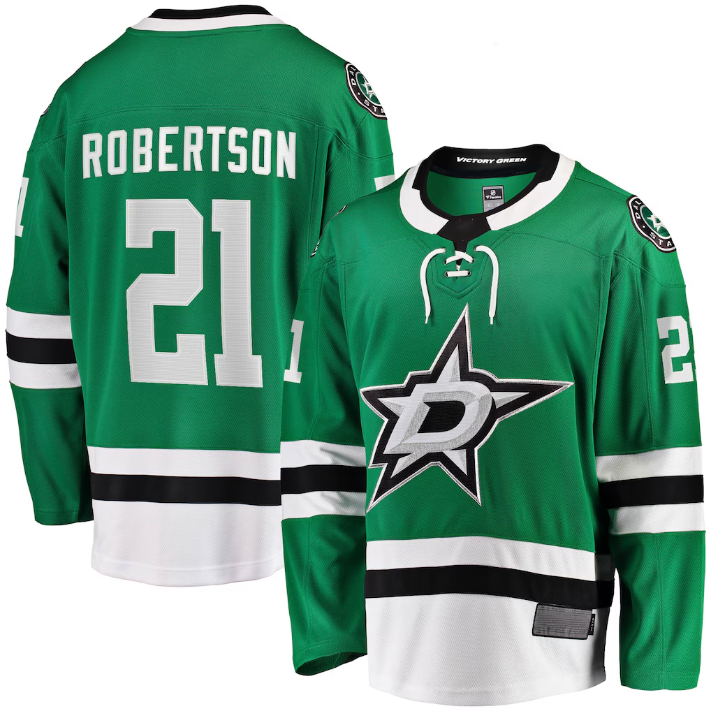 Yuxns D.Stars #21 Jason Robertson Kelly Green Home Breakaway Replica Jerseys