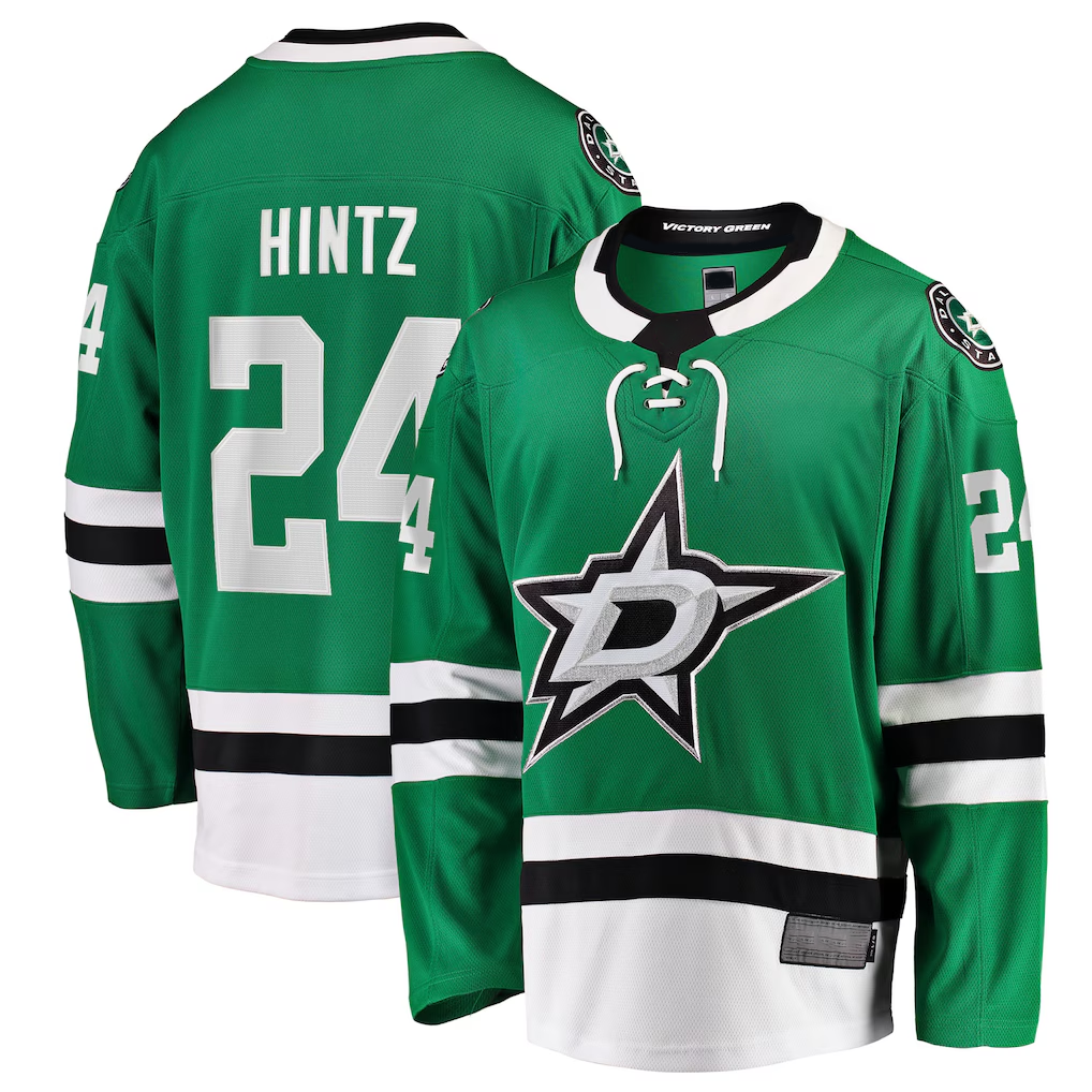 Yuxns D.Stars #24 Roope Hintz Kelly Green Home Breakaway Player Jerseys