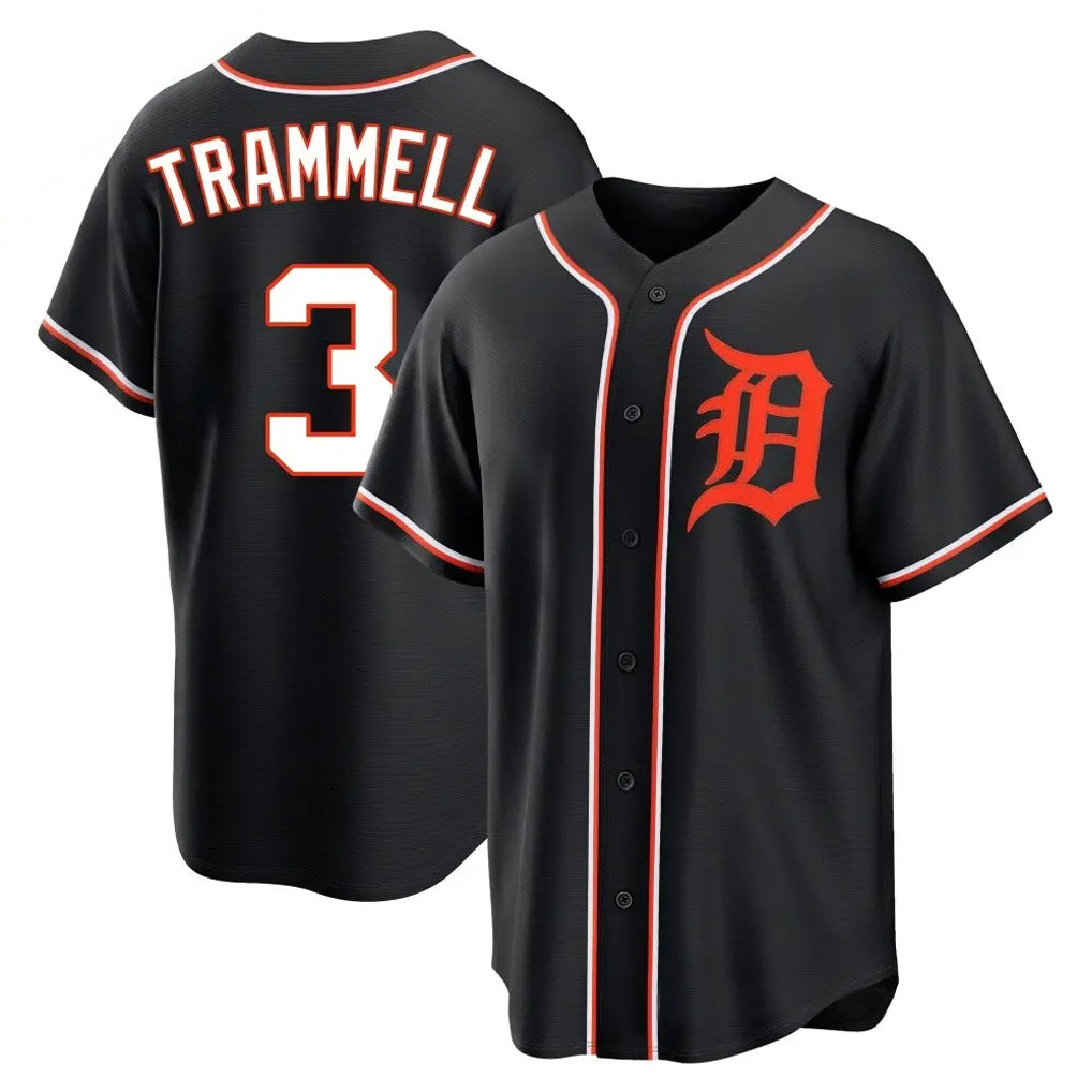 Yuxns D.Tigers #3 Alan Trammell Player Black Fashion Out Home Game Stitched Jerseys